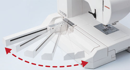 ミシン背面取り付けのスイング式刺しゅうユニット